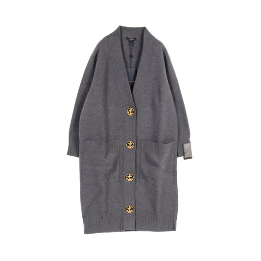 Louis Vuitton Oversize Detail Long Cardigan Wool Gray